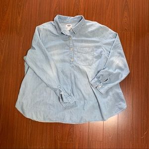 Maternity popover denim shirt